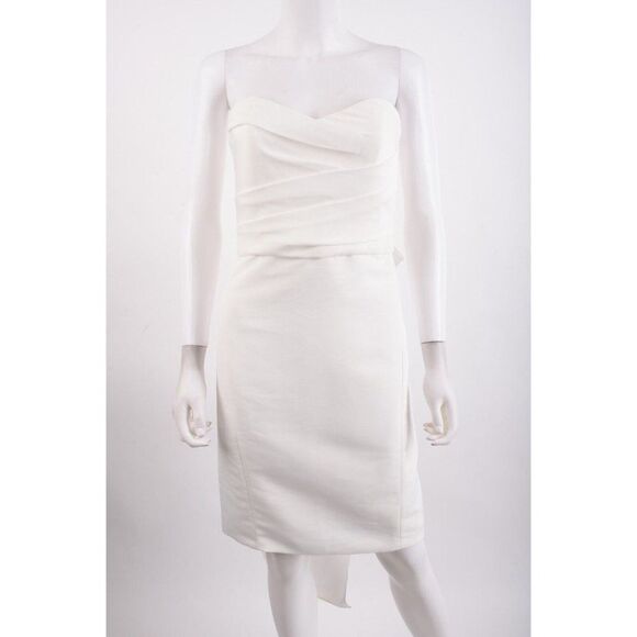 Amsale Womans Bridal Dress Size 4 White Strapless Large Bow Sweetheart Neck NWT - Picture 3 of 8
